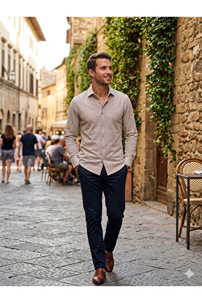 Fine Touch Premium 100% Cotton Men's Shirt – Stylish, Comfortable Fit, High-Q...
