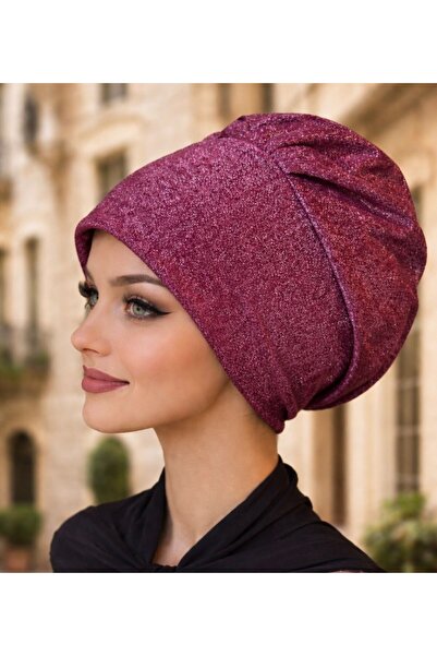 ELİGEQUEEN Women's Burgundy Gold Glitter Ready-To-Wear Turban - Practical, No...