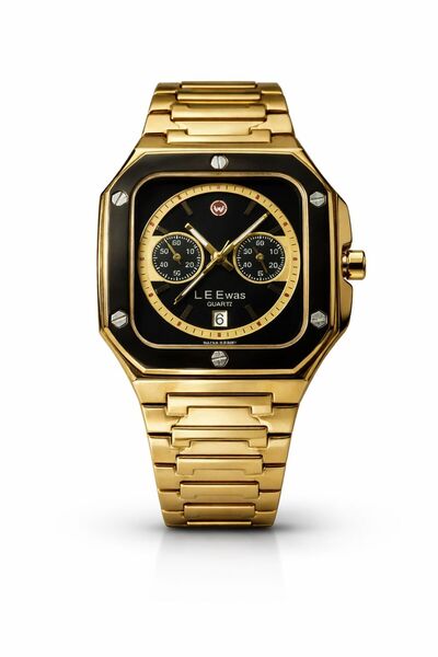 SHADOW Leewas Apex Chrono Analog Quartz Watch for Men Gold Stainless Steel St...