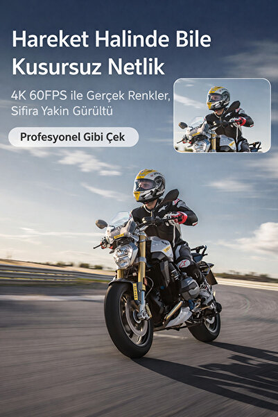 Qifit Kuryelere Motorsiklet Özel 4K 60FPS aksiyon kamerası Tüm Herşeyi Akıcı ve Dikey Çekim Uyumlu
