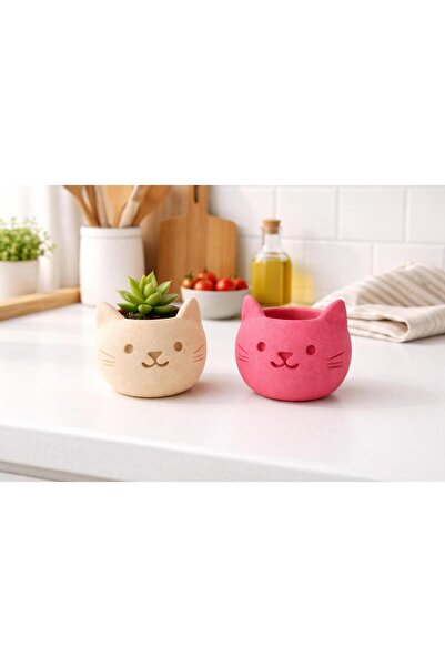 MSVstudio3d DEKORATİF KEDİ SAKSI / SUKULENT VE KAKTÜS İÇİN MİNİ SAKSI