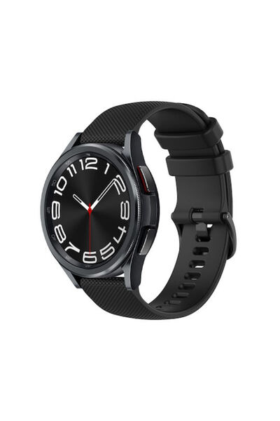 OEM Samsung Galaxy Watch 6 Classic 47mm 20mm Καρό Λουράκι Σιλικόνης Μαύρο