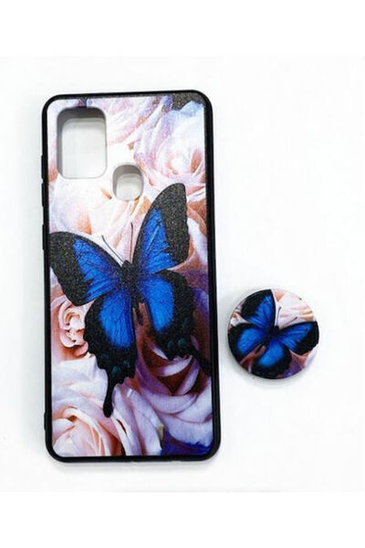 OEM ΣΚΛΗΡΗ ΘΗΚΗ ΠΛΑΤΗΣ ΜΕ POP HOLDER ΓΙΑ SAMSUNG GALAXY A21s - ΜΠΛΕ