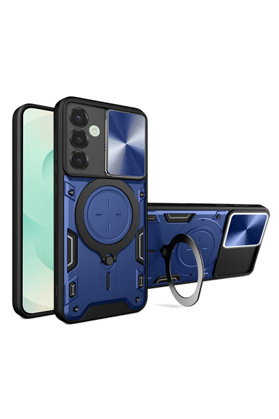 DAMUR Husa LensCover KickStand Samsung Galaxy S25 Plus, Inel Magnetic, Drop P...