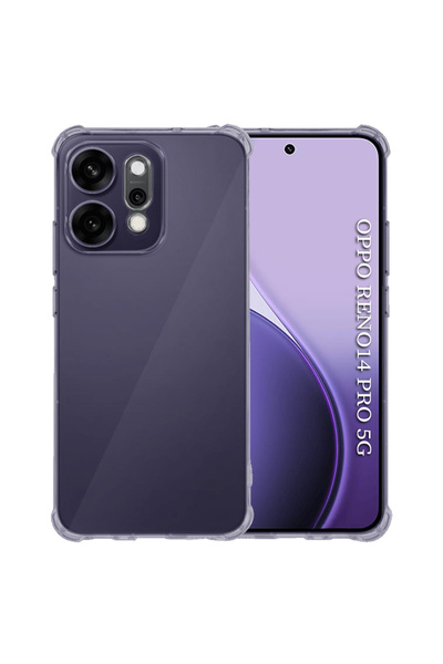 DAMUR Husa Clear Anti-Soc Oppo Reno14 Pro, Protectie Colturi AirBag, Fumuriu