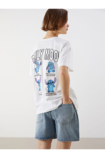 LC Waikiki Γυναικείο μπλουζάκι Crew Neck Lilo & Stitch με στάμπα