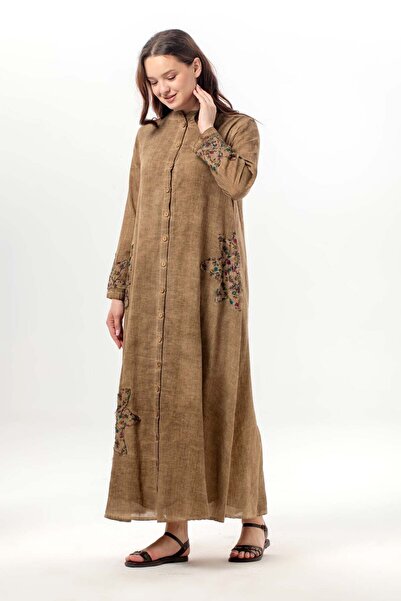 Eliş Şile Bezi Cape & Abaya - Brown - Round