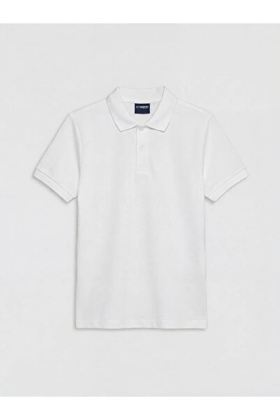LC Waikiki Lcw Kids White Polo Collar Girls' Pique T-Shirt