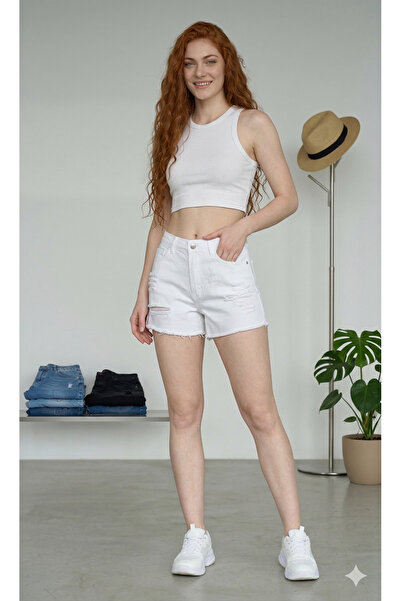 REDZARRAM Σορτς - Λευκό - Υψηλή μέση