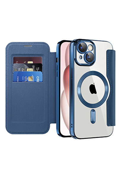 Stef's Cat Θήκη iPhone 15, Γάτα της Στεφ, Θήκη βιβλίου SmartMag, μπλε