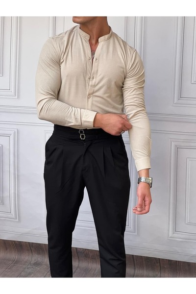 MODEFENDİ Cotton Lycra Judge Collar Shirt