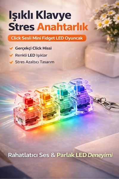 İndirimKap Işıklı Klavye-Click Sesli Stres Giderici Anahtarlık Klavye Tuşlu A...