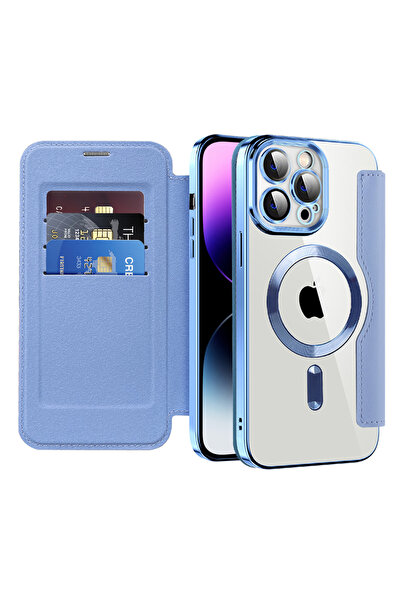 DAMUR Husa Flip MagSafe Apple iPhone 14 Pro Max, Buzunar Card RFID, Tip Carte...