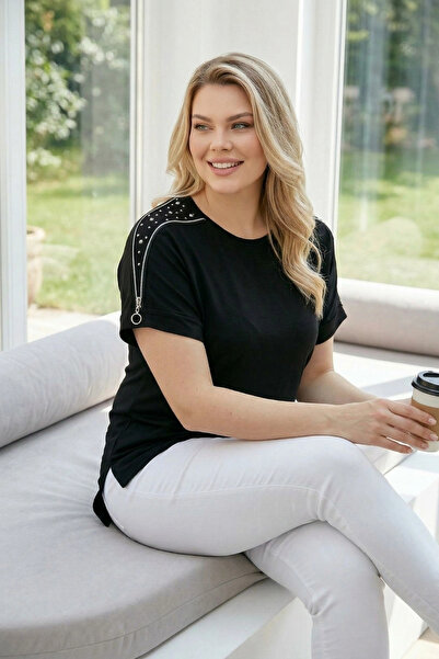 aytemas Stoned Blouse with Zippered Shoulders