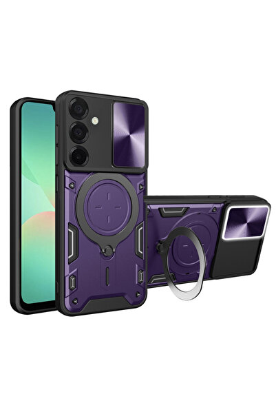 DAMUR Husa LensCover KickStand Samsung Galaxy A26 5G, Inel Magnetic, Protecți...