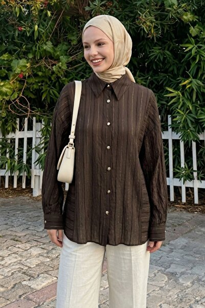 InStyle Λιτό πουκάμισο - Καφέ - Casual