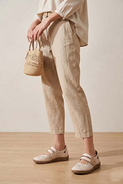 Venüs 2010728Y Women's Genuine Leather Casual Shoes Beige