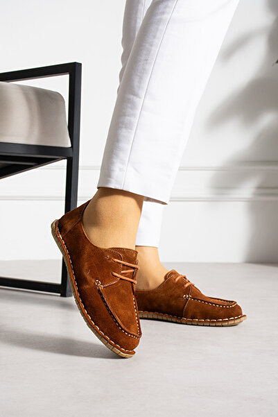 MERVESTORE Velvet Lace-Up Genuine Leather Ballerinas