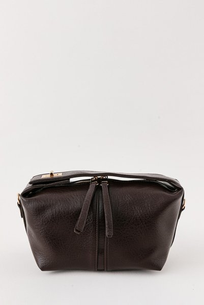 Paul Brand Nora Brown Women's Hand and Shoulder Bag with Top Lock Detail, Soft Texture, and Adjustable Strap