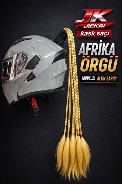 JK kask saçı AFRİKA ÖRGÜ MODEL 21 ALTIN SARISI