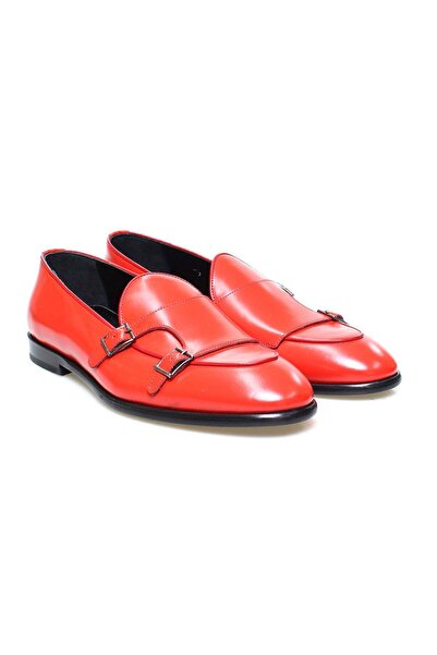 FRANCO CALVANI Red Color Laceless Genuine Leather Men's Shoes