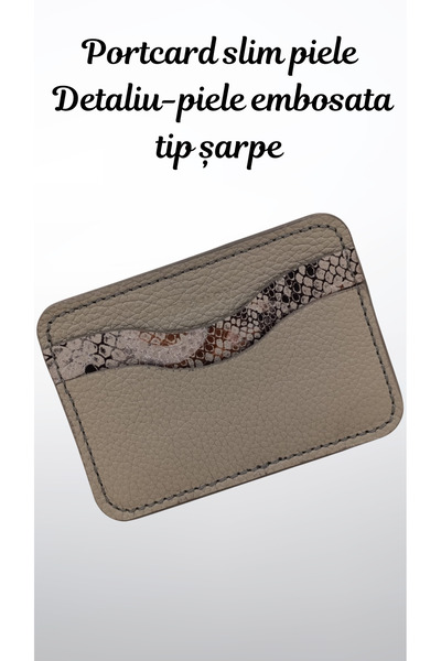 OEM Λεπτή θήκη καρτών από γνήσιο δέρμα με ανάγλυφο σχέδιο φιδιού, συμπαγής θή...