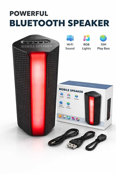teknojet34 RGB Işıklı Bluetooth Hoparlör Şarjlı Taşınabilir Ses Bombası FM Ra...