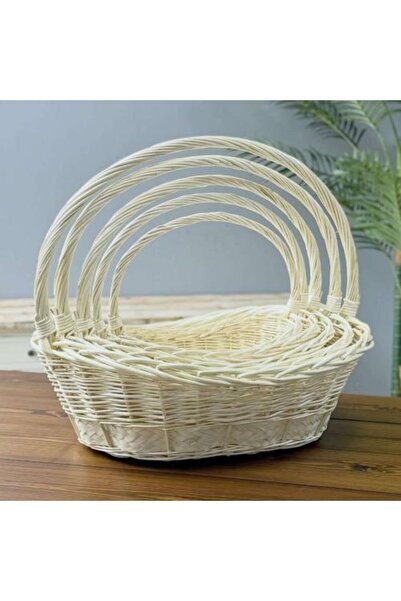 SPR White Straw Basket Set طقم سلال قش