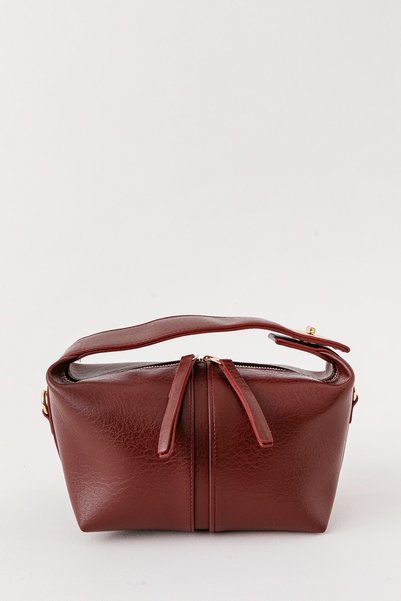 Paul Brand Nora Burgundy Women's Hand and Shoulder Bag with Top Lock Detail, Soft Texture, Adjustable Strap