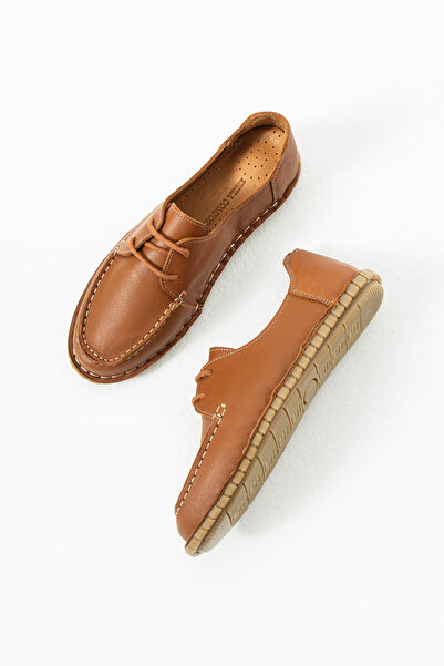 MERVESTORE Lace-Up Genuine Leather Ballerinas