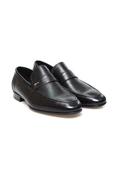FRANCO CALVANI Black Color Laceless Genuine Leather Leather Sole Men's Shoes