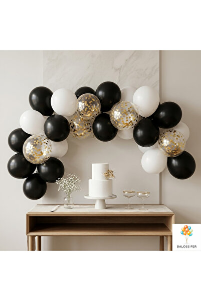 baloss fer Black White Gold Confetti Balloon Set 20-Piece Transparent Balloon...