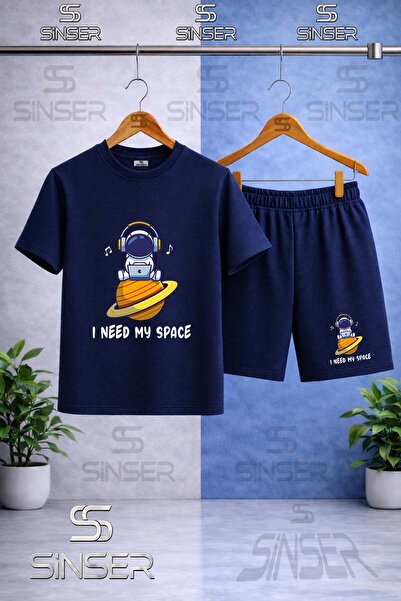 SS SİNSER Children's Astronaut Space Planet Superior Printed Crew Neck T-Shir...