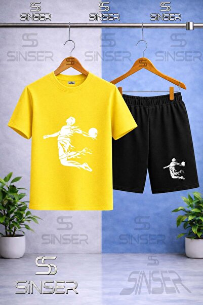 SS SİNSER تي شيرت للأطفال بطبعة BASKET HAVADA ASILI BYZ ذو ياقة دائرية - طقم ...