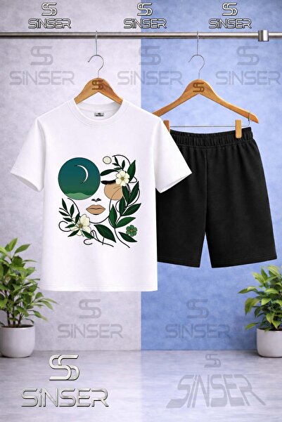 SS SİNSER Children's Cicekten Green Girl Yuzu Printed Crew Neck T-Shirt - Sho...