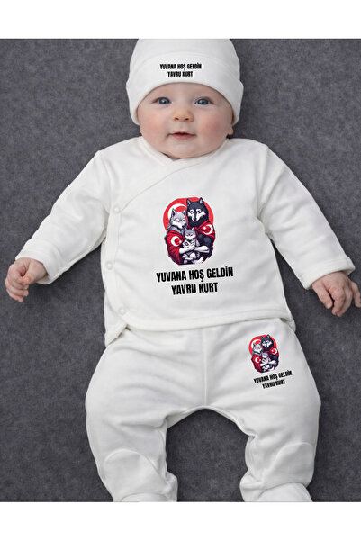 lupi Kurt Resimli Bebek Zıbın Takım