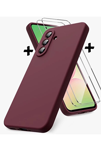Samsung Galaxy A57 Case Soft Color Matte Silicone with Camera Protection + 9H Screen Protector Glass 2in1 Set