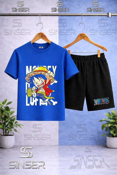 SS SİNSER تي شيرت للأطفال بطباعة ANIME ONE PIECE SOL YAZI ذو ياقة دائرية - طق...