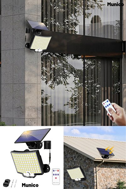 Munico 2 Adet Çevre Dostu Solar Enerjili Hareket Sensörlü 106 LED Bahçe ve Ba...