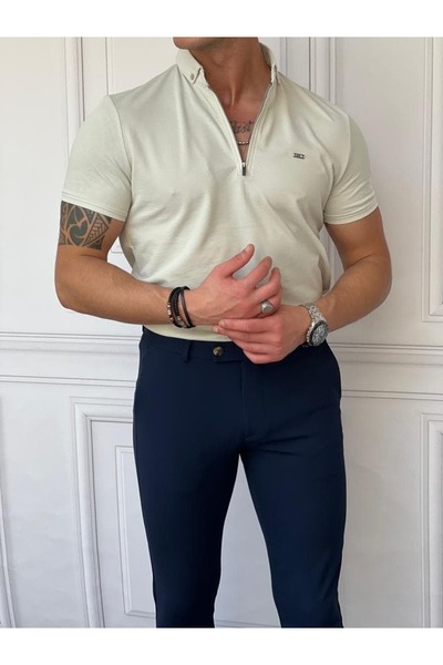 MODEFENDİ Tricou cu fermoar, cu guler pentru bebeluși, din bumbac Lycra, slim...