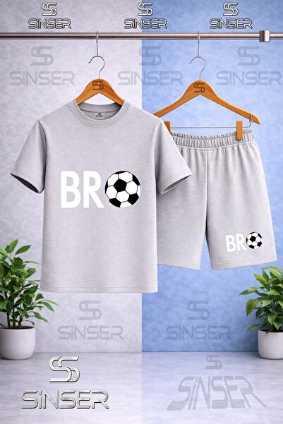 SS SİNSER Children's Bro Top Yazi Byz Printed Crew Neck T-Shirt - Shorts Set