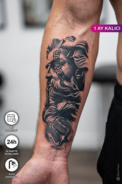 BP Tattoo 1 Ay Kalıcı Poseidon Dövmesi Geçici Poseidon Dövme Tattoo