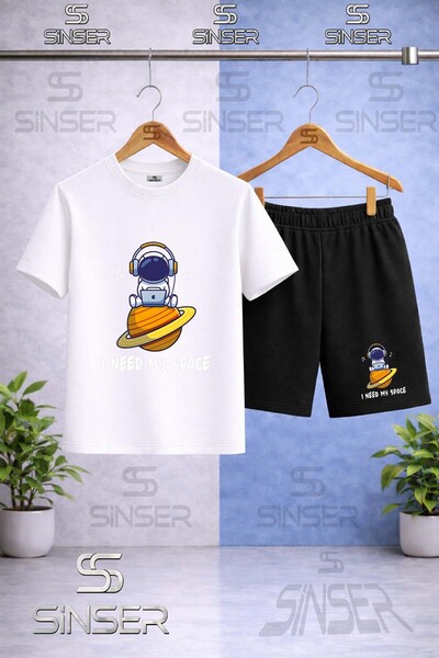 SS SİNSER Children's Astronaut Space Planet Superior Printed Crew Neck T-Shir...