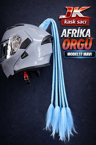 JK kask saçı AFRİKA ÖRGÜ MODEL 17 MAVİ