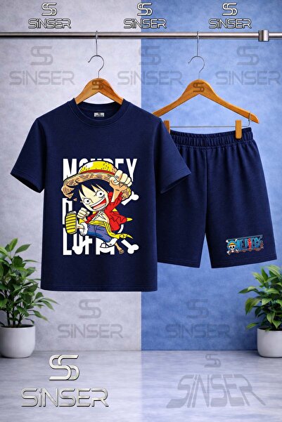 SS SİNSER Children's Anime One Piece Left Text Printed Crew Neck T-Shirt - Sh...