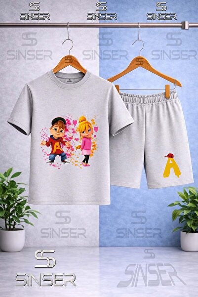 SS SİNSER Kids' Alvin and the Chipmunks Printed Crew Neck T-Shirt - Shorts Set