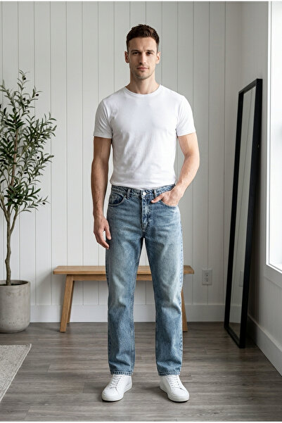 YŞRLİNE COLLECTİON YŞR Baggy Fit Ανδρικό τζιν παντελόνι με φαρδιά γραμμή άνετ...