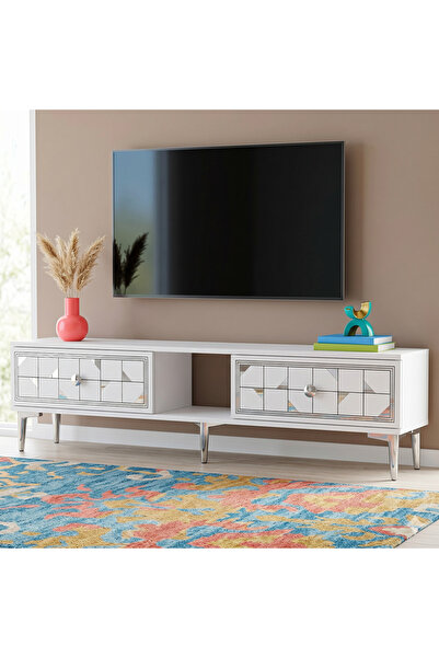 YUMEDİ DESİGN TSA1504BS - RABBİT TV STAND , TV SEHPASI 150CM BEYAZ-SİLVER