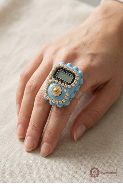 Zey-Al 18 Digital Zikirmatik Rings |   One-Button Electronic Counter, Stylish Design with Stones, Mixed Colors
