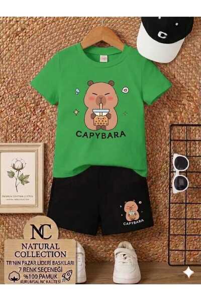 Nice Clothes Tricou și pantaloni scurți de vară pentru copii, unisex (Capybar...